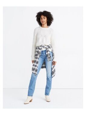 Madewell Everett Rib-Play Pullover Sweater Antique Cream XS